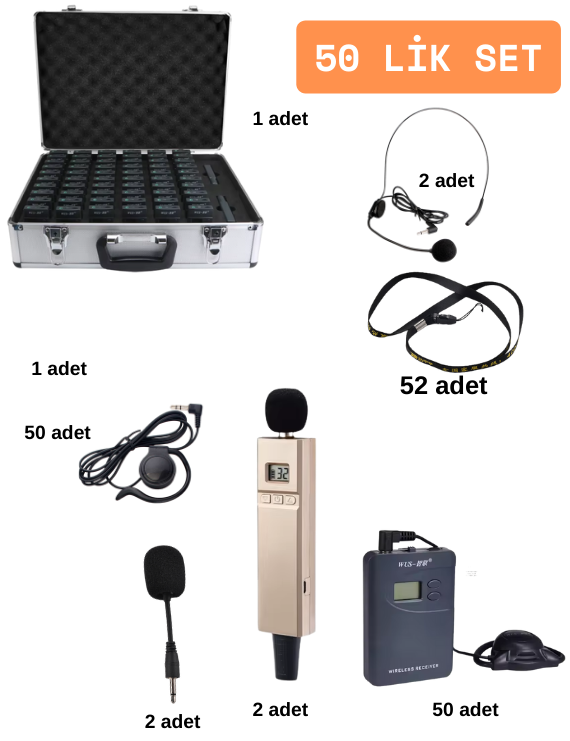 ZDK-800R 50 Lik Hac Umre Rehber Kulaklık Sistemleri 