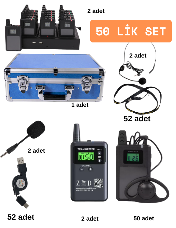 ZDK-313 50 Lik Hac Umre Rehber Kulaklık Sistemleri 