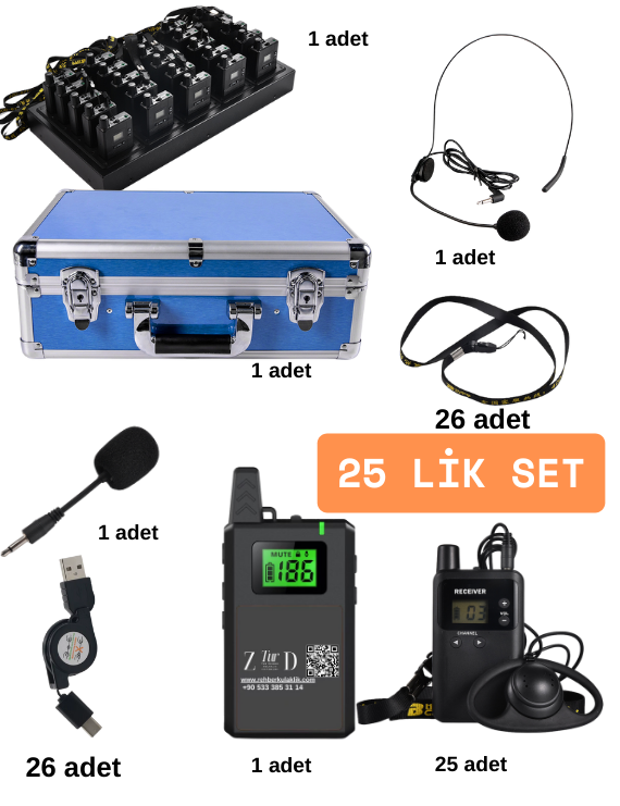 ZDK-813 25 Lik Hac Umre Rehber Kulaklık Sistemleri 