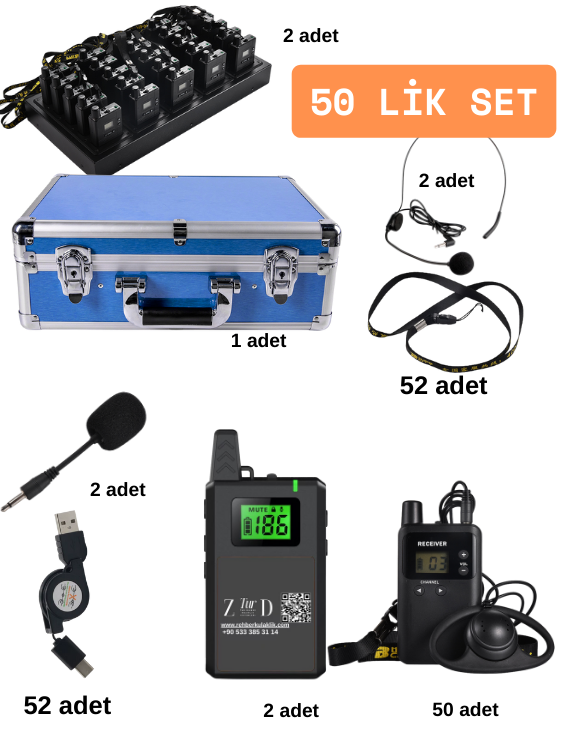 ZDK-813 50 Lik Hac Umre Rehber Kulaklık Sistemleri 