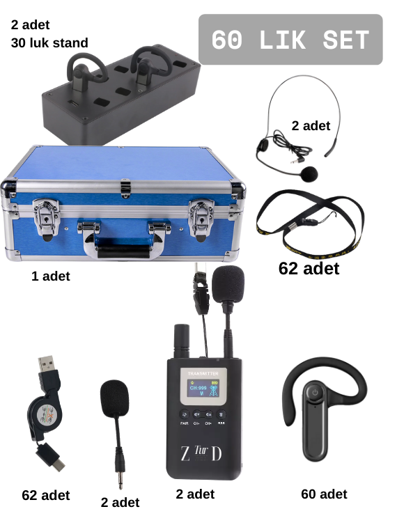 ZDK-6901R 60 Luk Set Tur Rehber Kulaklık  Sistemleri 