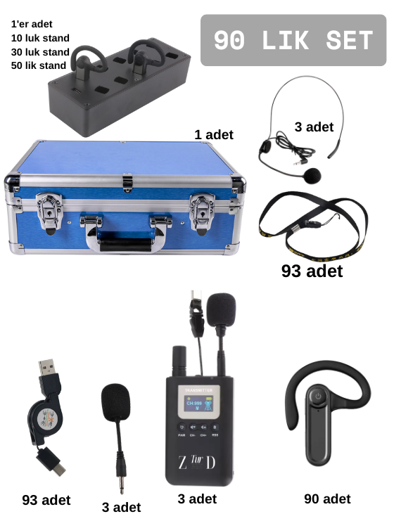 ZDK-6901R 90 Luk Set Tur Rehber Kulaklık  Sistemleri 