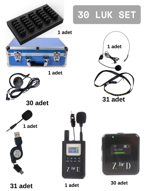 ZDK-7300RL 30 Luk Set Tur Rehber Kulaklık  Sistemleri 