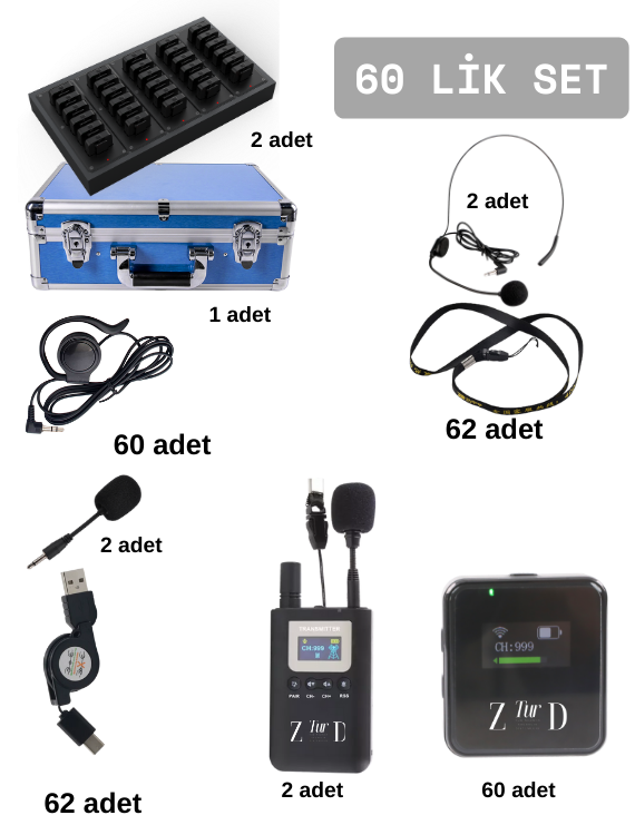 ZDK-7300RL 60 Luk Set Tur Rehber Kulaklık  Sistemleri 