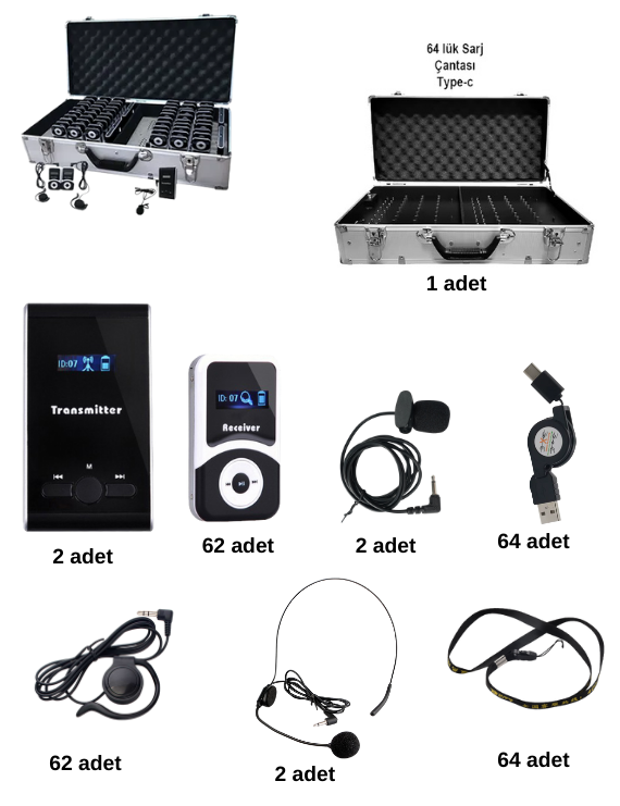 ZDK-100 64 Lü Hac Umre Rehber Kulaklık  Sistemleri 