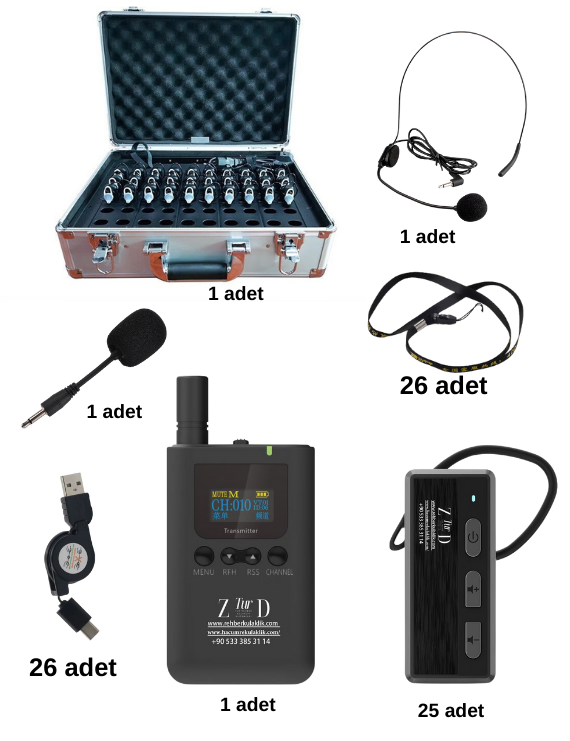 ZDK-225 25 Li Hac Umre Rehber Kulaklık  Sistemleri 